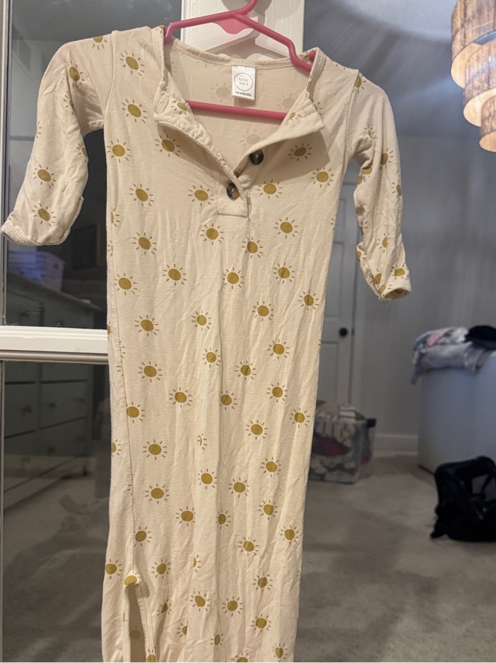 Lou Lou & Company Cream Nightgown with Yellow Sun Print